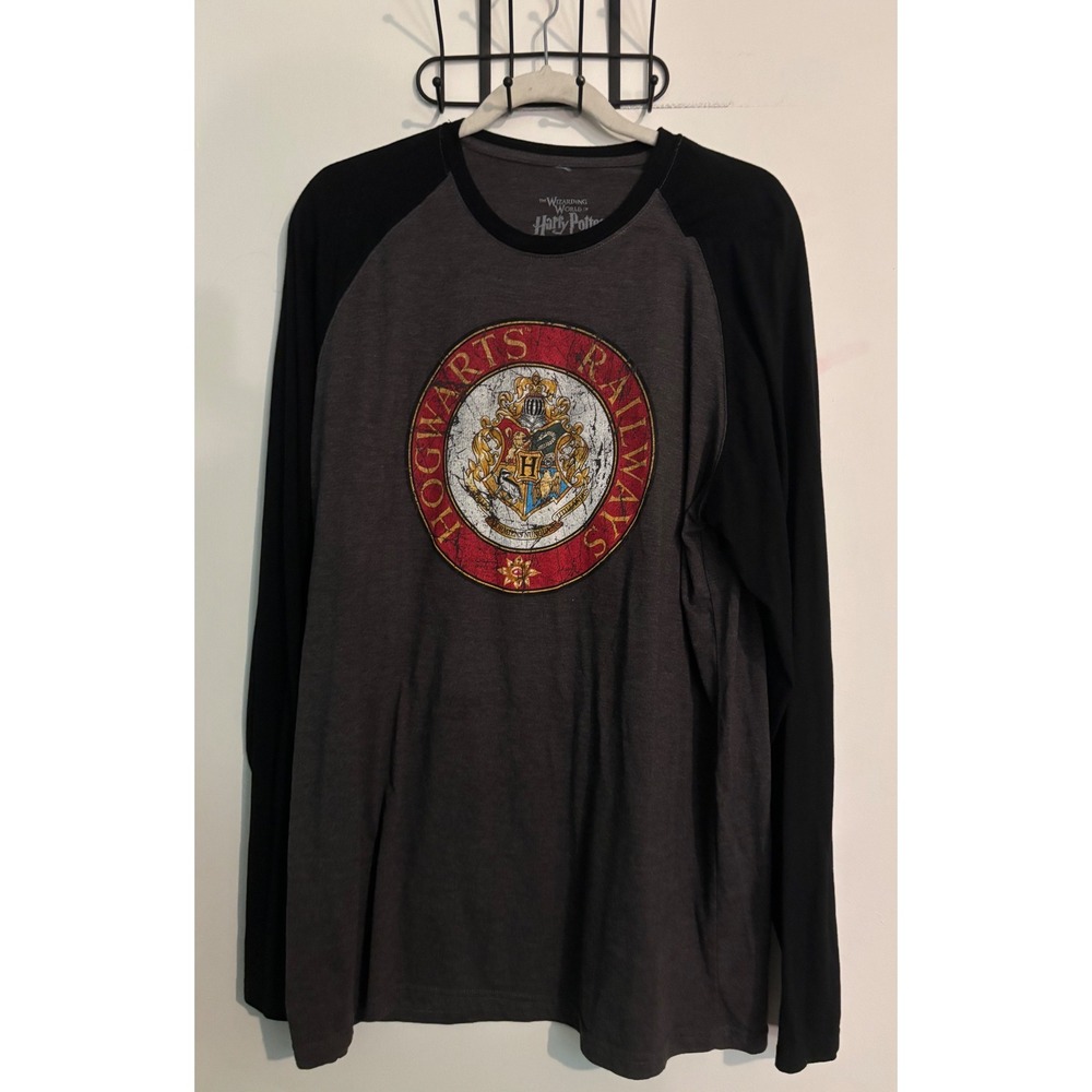 Wizarding World of Harry Potter Mens 2XL Long Sleeve Raglan Hogwarts Railways